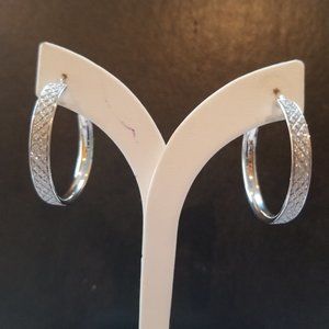 Sterling SIlver Glitter Hoop Earring, 1 3/8"